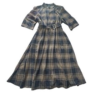 BloomChic Mock Neck Plaid Buckle Detail Belted Dress XXL